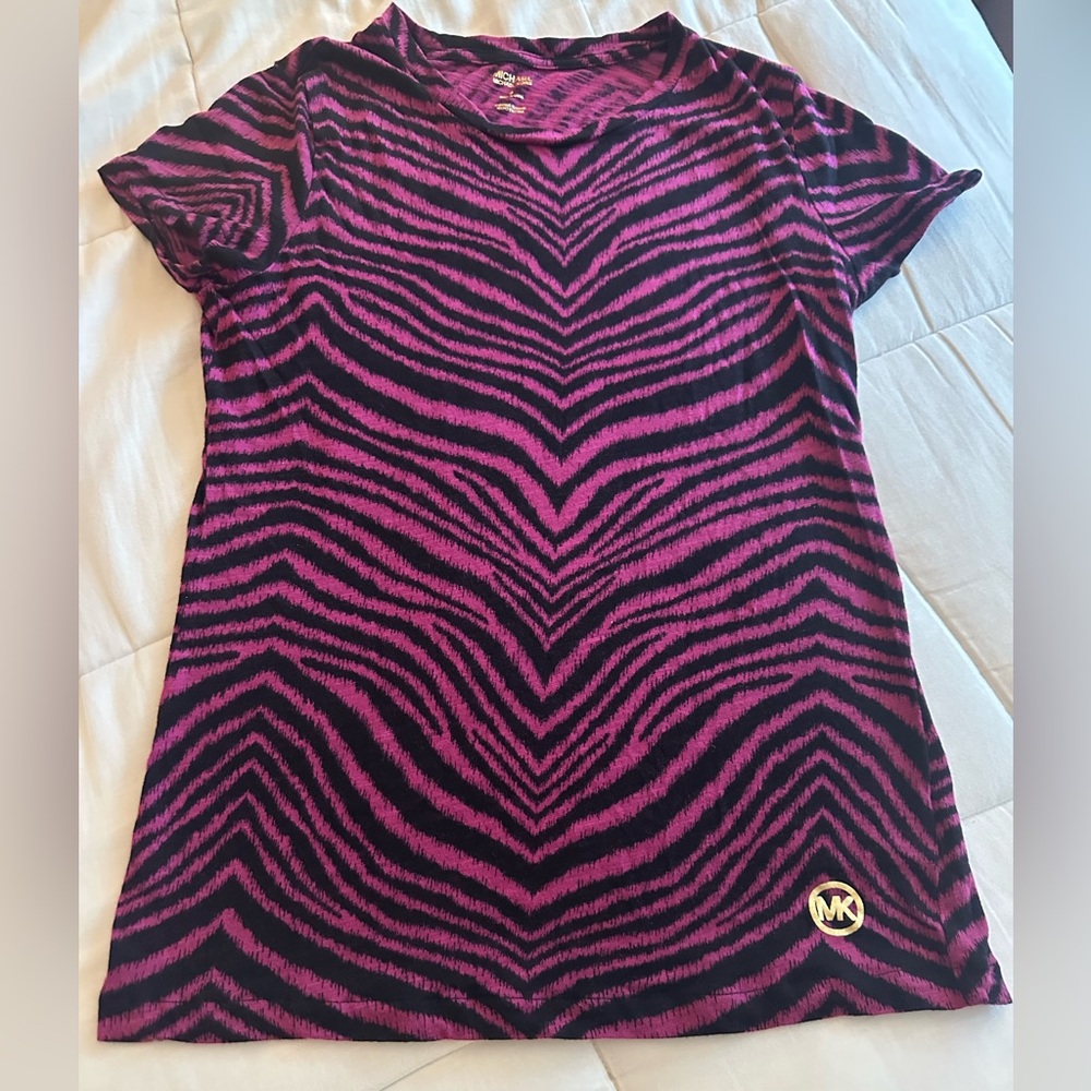Michael Kors Purple and Black Patterned Top